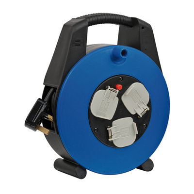 Brennenstuhl 3-Way Cable Reel 15 Metre Heavy Duty Cable - Cassette Reel 13A / 240V