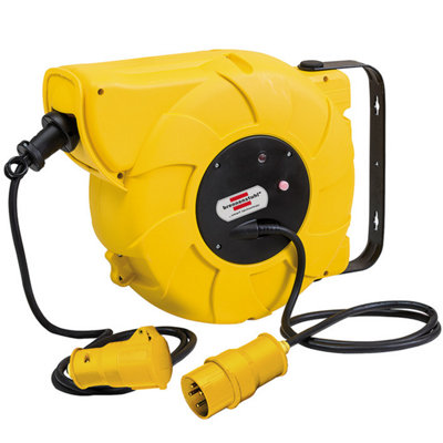 Brennenstuhl Automatic Retractable Cable Reel (110V / 16A) - Wall Or Ceiling Mounting - 9 Metres Heavy Duty Cable