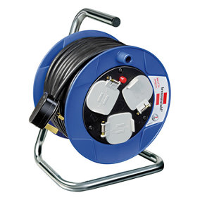 Brennenstuhl Compact Cable Reel 3 Way Extension Reel - Heavy Duty 15 Metre Cable