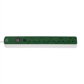 Brennenstuhl Ecolor Extension Lead 5 Gang Extension Lead - 3 Metre Heavy Duty Cable - Engineered  in Germany - Green & White