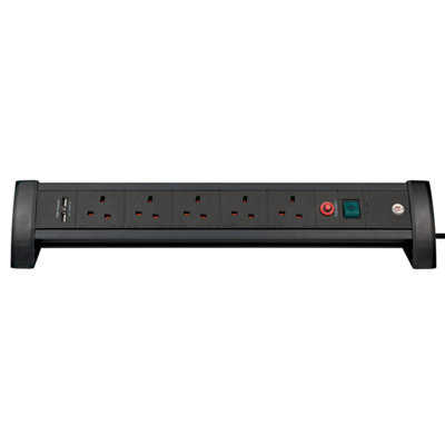 Brennenstuhl Extension Lead For Desks 5 Gang with USB Ports DIY at B&Q
