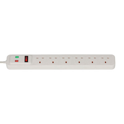 Brennenstuhl Extension Lead With Surge Protection - 6 Sockets - 2 Metre Cable