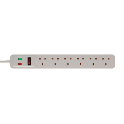 Brennenstuhl Extension Lead With Surge Protection - 6 Sockets - 2 Metre Cable
