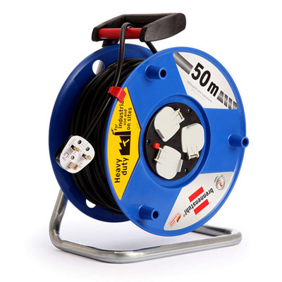 Brennenstuhl Garant 3-Way Socket Outlet Cable Reel 50m Heavy Duty Cable