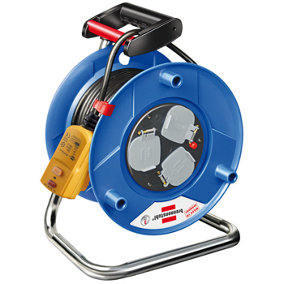 Brennenstuhl Garant 3-Way Socket Outlet Cable Reel with RCD-Plug (25m Cable Length, 30mA, Ergonomic Handle)