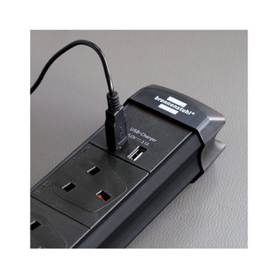 Brennenstuhl Premium-Line 6 Gang Extension Lead with Surge Protection up to 60,000A and USB Ports