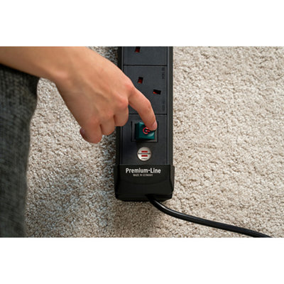 Brennenstuhl Premium-Line, 6-Way Extension Lead - 3 Metre Cable - On ...