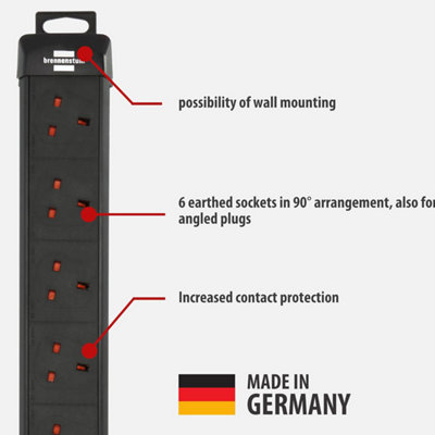 Brennenstuhl Premium-Line 6 Way Extension Lead - 60,000A Surge ...