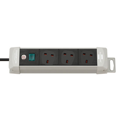 Brennenstuhl Premium-Line Extension Lead 3-Way Light Grey/Black - 3 Metre Cable