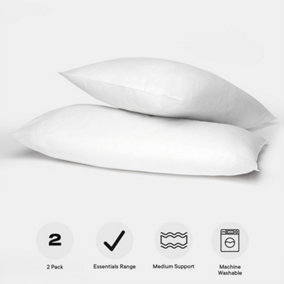 Brentfords 2 pack Luxury Soft Pillows Hollow Fibre, White - 46 x 71cm