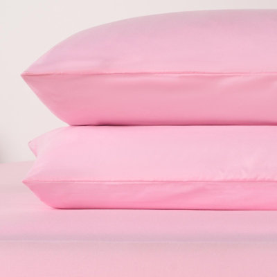 Brentfords 2 x Pack of Housewife Pair Pillowcases Set, Pink -  50 x 75cm