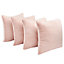 Brentfords 4 x Corduroy Ribbed Fleece Square Cushion Covers, 18" x 18" - Blush