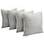 Brentfords 4 x Corduroy Ribbed Fleece Square Cushion Covers, 18" x 18" - Grey