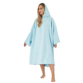 Brentfords Adult Poncho Oversized Hooded Towel Bath Robe, Sky Blue - One Size