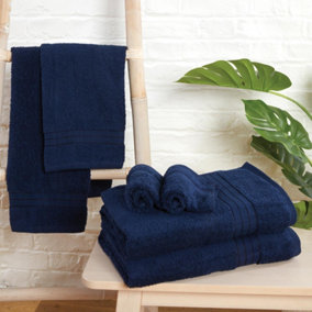 Brentfords Luxury 100% Cotton Bathroom Hand Towel, 50 x 80cm - Navy