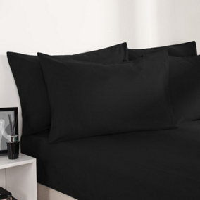 Brentfords Microfibre Deep Fitted Sheet, Black - Double