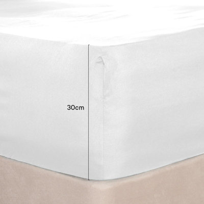 Brentfords Microfibre Deep Fitted Sheet, White - Single