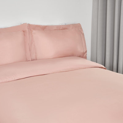 Brentfords Oxford Edge Hotel Duvet Cover Pillowcase Set, Blush