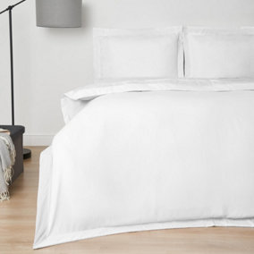 Brentfords Oxford Edge Hotel Duvet Cover Pillowcase Set, White - Double