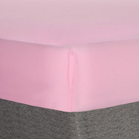 Brentfords Plain Dyed Fitted Bed Sheets Non-Iron, Pink - Single