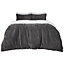 Brentfords Reversible Teddy Duvet Cover with Pillowcase, Charcoal White - Superking