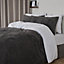 Brentfords Reversible Teddy Duvet Cover with Pillowcase, Charcoal White - Superking