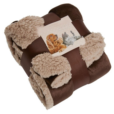 Brentfords Sherpa Pet Animal Blanket Puppy Dog Cat Kitten Kennel Mat Warm Throw - Chocolate Brown - 3