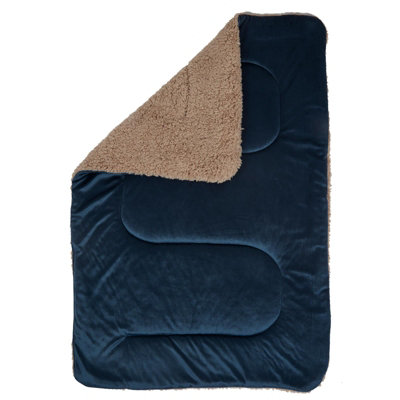 Brentfords Sherpa Pet Animal Blanket Puppy Dog Cat Kitten Kennel Mat Warm Throw - Navy Blue - 3