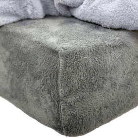 Brentfords Soft Teddy Fleece Fitted Bed Sheet Thermal Warm, Charcoal - Double