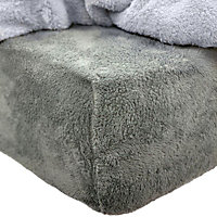 Brentfords Soft Teddy Fleece Fitted Bed Sheet Thermal Warm, Charcoal - King