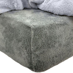 Brentfords Soft Teddy Fleece Fitted Bed Sheet Thermal Warm, Charcoal - King