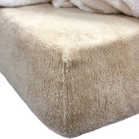 Brentfords Soft Teddy Fleece Fitted Bed Sheet Thermal Warm, Latte - King