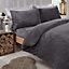 Brentfords Teddy Duvet Cover with Pillow Case Bedding Set, Charcoal - King