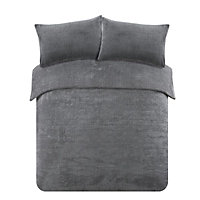 Brentfords Teddy Duvet Cover with Pillow Case Bedding Set, Charcoal - Single