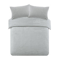 Brentfords Teddy Duvet Cover with Pillow Case Bedding Set, Grey - King