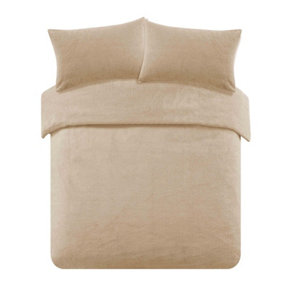 Brentfords Teddy Duvet Cover with Pillow Case Bedding Set, Latte - King