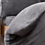 Brentfords Teddy Fleece Duvet Cover with Pillowcase, Charcoal Grey - Superking