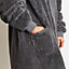 Brentfords Teddy Fleece Hoodie Oversized Zip Up Sweatshirt Men Jacket - Charcoal