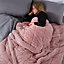 Brentfords Teddy Fleece Weighted Blanket - Blush Pink, 125 x 150cm - 4kg