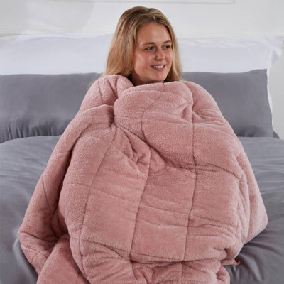 Brentfords Teddy Fleece Weighted Blanket - Blush Pink, 125 x 150cm - 4kg