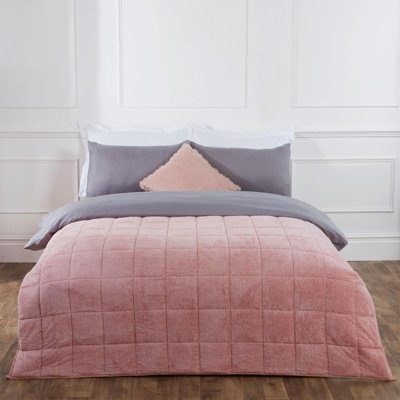 Brentfords Teddy Fleece Weighted Blanket - Blush Pink, 150 x 200cm - 8kg