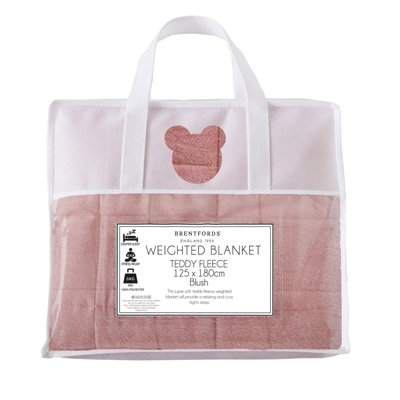 Brentfords Teddy Fleece Weighted Blanket - Blush Pink, 150 x 200cm - 8kg