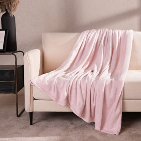 Brentfords Ultra Soft Blanket Throw Warm Flannel Fleece - Blush, 120 x 150 cm