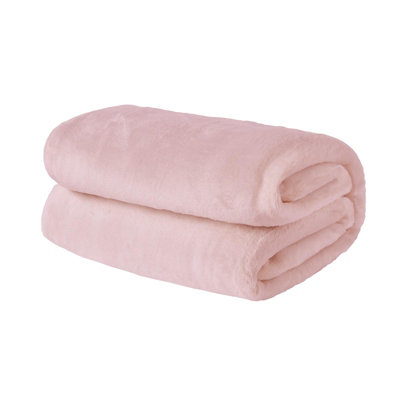 Brentfords Ultra Soft Blanket Throw Warm Flannel Fleece - Blush, 150 x 200 cm