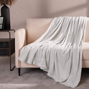 Brentfords Ultra Soft Blanket Throw Warm Flannel Fleece - Silver, 120 x 150 cm