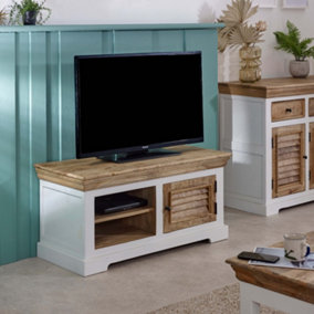 Breo Solid Mango Wood Small Tv Cabinet White