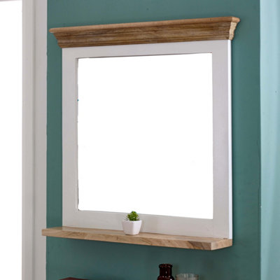 Breo Solid Mango Wood Wall Mirror White