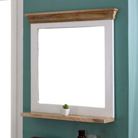Breo Solid Mango Wood Wall Mirror White