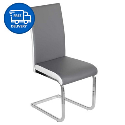 Brescia Cantilever Dining Chairs x12 In Grey - INCLUDES FREE DELIVERY