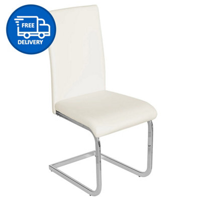 Brescia Cantilever Dining Chairs x4 In Cream - INCLUDES FREE DELIVERY